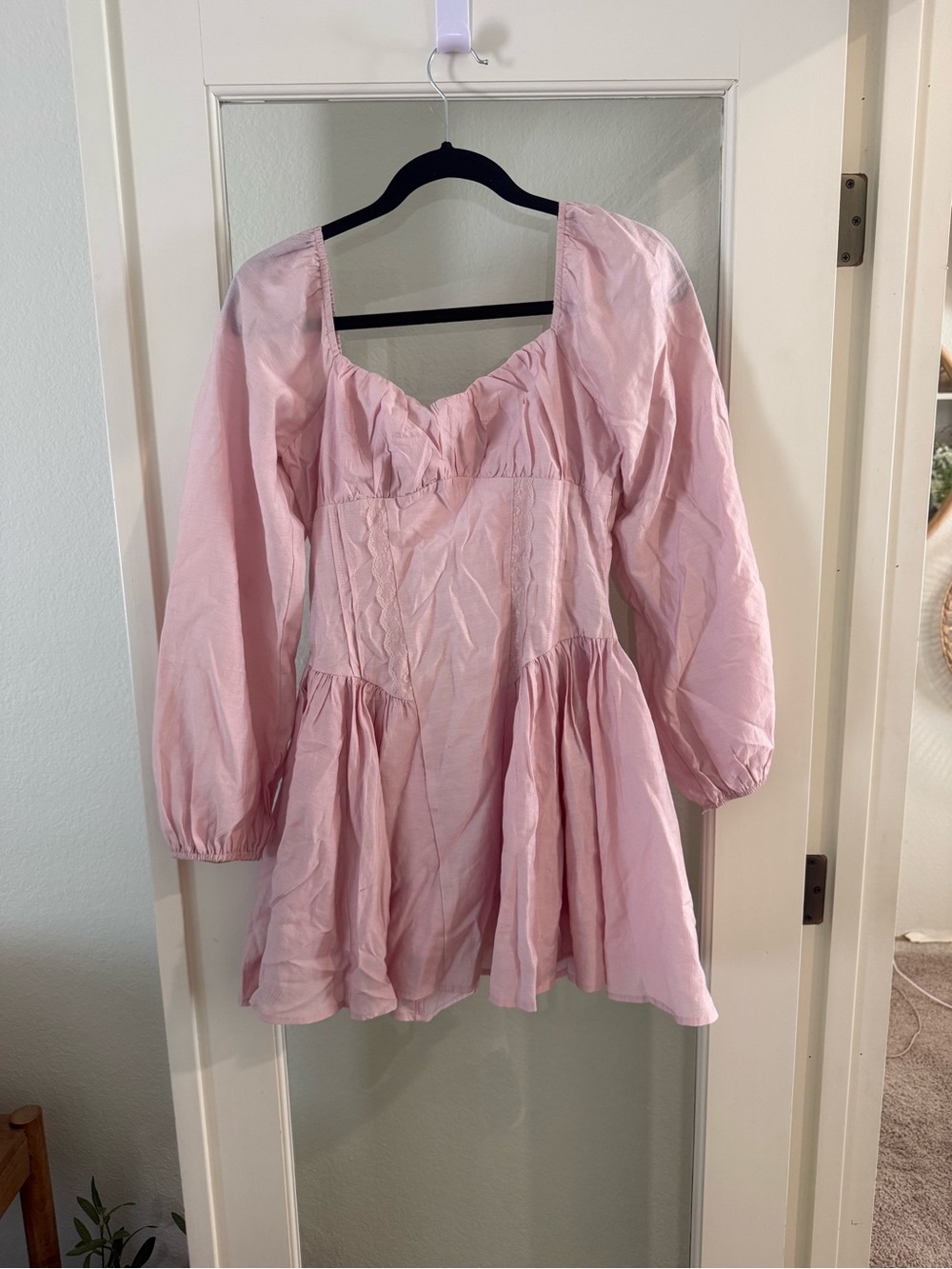 ✨All in Favor Pink Puff Long Sleeve Dress